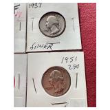 (6) 90% Silver Washington Quarters