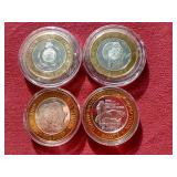 (4) Silver Strike $10 Gaming Tokens