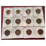 (12) Nickels - Includes (2) BU 1950-D
