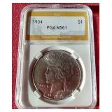 1934 Peace Dollar - PGA MS61