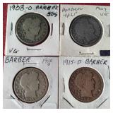 (4) Barber Half Dollars