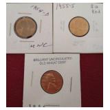 (3) Uncirculated Wheat Pennies - 1954/1955/1956