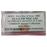 2020-S Basketball HOF Commemorative Half Dollar - PR70 Signed by Rick Barry!