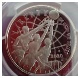 2020-S Basketball HOF Commemorative Half Dollar - PR70 Signed by Rick Barry!