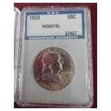 (2) Slabbed Franklin Half Dollars