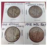 (4) Walking Liberty Half Dollar