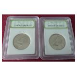 (2) Slabbed Kennedy Half Dollars