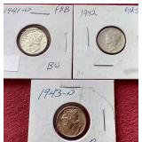 (3) Nice Mercury Dimes
