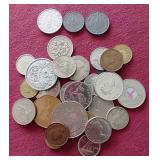 Small Foreign Coin Lot - Includes WW2 Third Reich, Canadian Silver, Etc