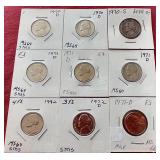 (9) Nickels - Mostly Uncirculated
