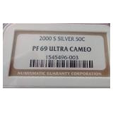 2000-S Silver Kennedy Half Dollar - NGC PF69 Ultra Cameo