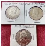 (3) Franklin Half Dollars
