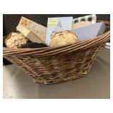 Fall Decor Basket - Assorted Wooden Signs & Accents in Wicker