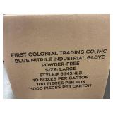 First Colonial Blue Nitrile Industrial Gloves - Powder-Free Size Large - 6645NLB (Lot of 1000)