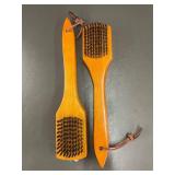 Pair of Wooden Grill Cleaning Brushes with Metal Scrapers