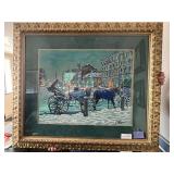 Framed Serigraph Place Jacques Cartier by Littorio Del Signore 37.5x43.5 with Certificate