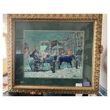 Framed Serigraph Place Jacques Cartier by Littorio Del Signore 37.5x43.5 with Certificate