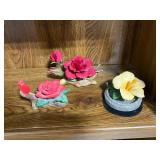 Set of 3 Italy Porcelain Floral Figurines - 2 with Napoleon Tags