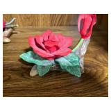 Set of 3 Italy Porcelain Floral Figurines - 2 with Napoleon Tags