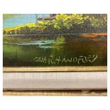 VTG Louisiana Bayou Oil Painting by Chas R. Handford, Framed 12.5x14.5 Inch