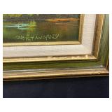 VTG Louisiana Bayou Oil Painting by Chas R. Handford, Framed 12.5x14.5 Inch