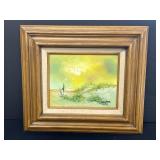 Cooper Signed Framed Beach Landscape Oil Painting 15x17