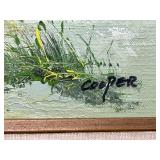 Cooper Signed Framed Beach Landscape Oil Painting 15x17