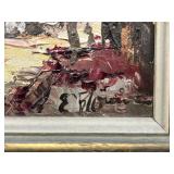 VTG 1969 Framed Oil Painting by E. Blout, New Orleans French Market Scene, 14x12