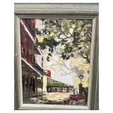 VTG 1969 Framed Oil Painting by E. Blout, New Orleans French Market Scene, 14x12