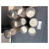 Framed Lily Pad Artwork, Modern Table Lamp, and Set of 8 LED Candles with Remote (untested)