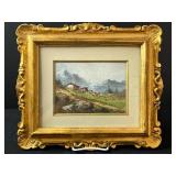 VTG Framed Vintage Oil Painting of Mountain Landscape Signed
