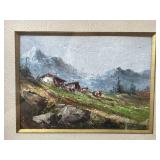 VTG Framed Vintage Oil Painting of Mountain Landscape Signed