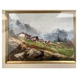 VTG Framed Vintage Oil Painting of Mountain Landscape Signed