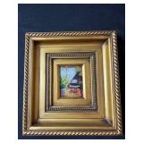 Framed Oil Painting, Grand Piano in Sunlit Music Room, 9x10 in