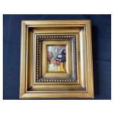 Miniature Oil Painting "Music Room" in Ornate Gold Frame - 9" x 8"