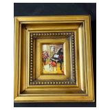 Miniature Oil Painting "Music Room" in Ornate Gold Frame - 9" x 8"