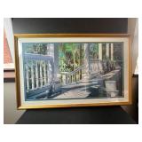 Framed Artwork Print of Sunlit Porch Scene, 42x26 Inches