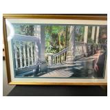 Framed Artwork Print of Sunlit Porch Scene, 42x26 Inches