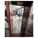 Glass Front Wood Display Cabinet with Mirrored Back and Adjustable Shelves, 54x66x12 in - no contents inc