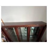 Glass Front Wood Display Cabinet with Mirrored Back and Adjustable Shelves, 54x66x12 in - no contents inc