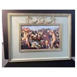 French Style Framed Print of Cherubs Playing in Flowers 31.5 x 24 in