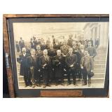 Lot of 2 Framed Art Pieces - 1906 League of American Municipalities Photo and Cat Drawing on back