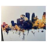 Framed Canvas Art with Colorful City Skyline