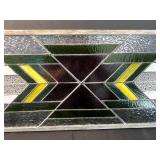 36 Inch Rectangular Geometric Stained Glass Panel