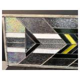 36 Inch Rectangular Geometric Stained Glass Panel