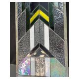 36 Inch Rectangular Geometric Stained Glass Panel
