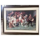 Large Framed Print by G. Sheridan Knowles, 33x45 Inches, Patriotic Children and Dog Scene