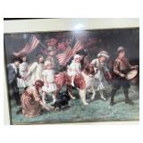 Large Framed Print by G. Sheridan Knowles, 33x45 Inches, Patriotic Children and Dog Scene