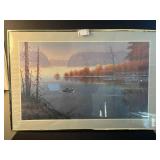 Framed John E. Bradley Print Early Birds 24x36 Art with Ducks