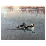 Framed John E. Bradley Print Early Birds 24x36 Art with Ducks